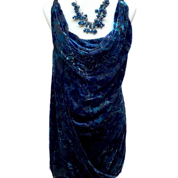 Nine West Burnout Velvet Drape Neck Dress - Picture 1 of 9